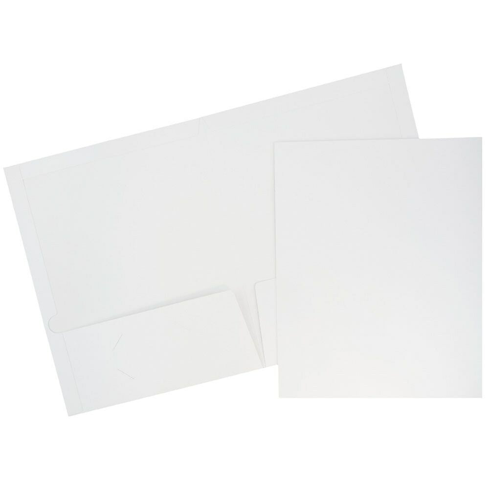 Image of JAM Paper Glossy Two Pocket Presentation Folder, White, 12 Pack (103489dg)