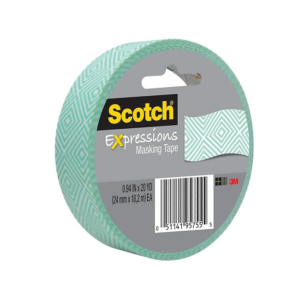 Image of Scotch Expressions Masking Tape, 24 mm x 18.2 m, Mint Mosaic