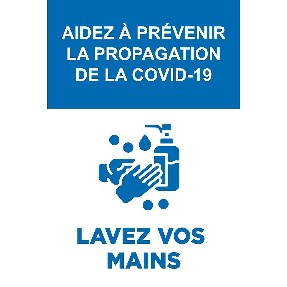 Image of Mark Maker French Re-Stick Cling Vinyl for Glass 12" x 18" - Aider A Prevenir La Propagation De Covid-19 Lavez Vos Main, Blue