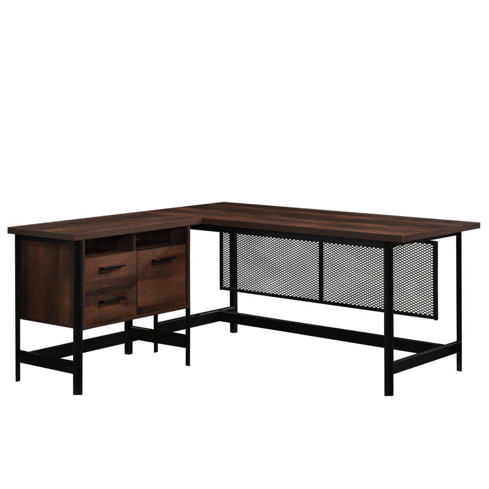 Image of Sauder - 430071 Briarbrook L-Shaped Desk - Barrel Oak, Brown