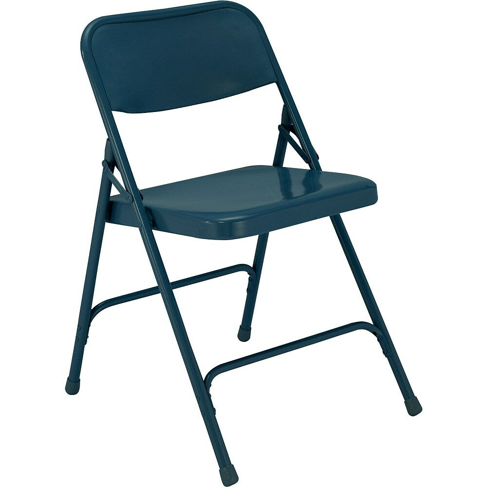 Image of National Public Seating 200 Series All-Steel Armless Premium Folding Chair, Char-Blue (2044), 4 Pack