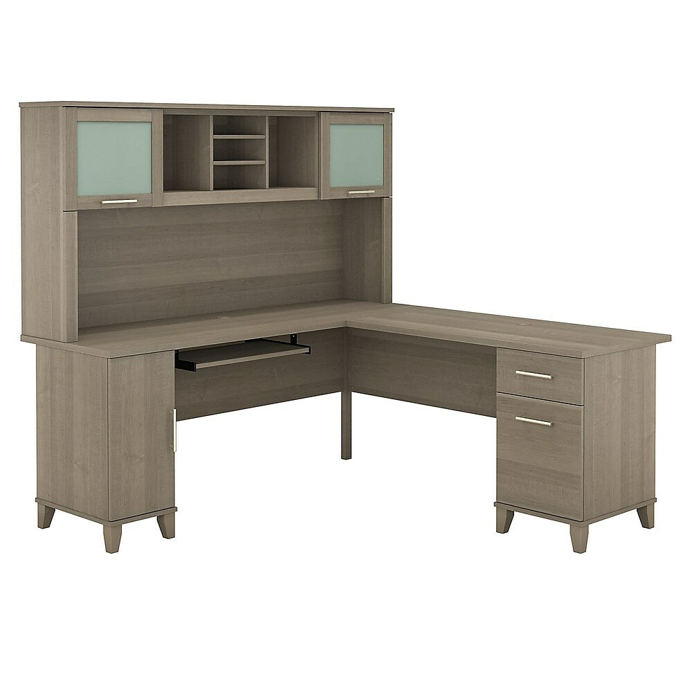 Image of Bush Furniture Somerset 72W L Shaped Desk with Hutch, Ash Grey (SET001AG)