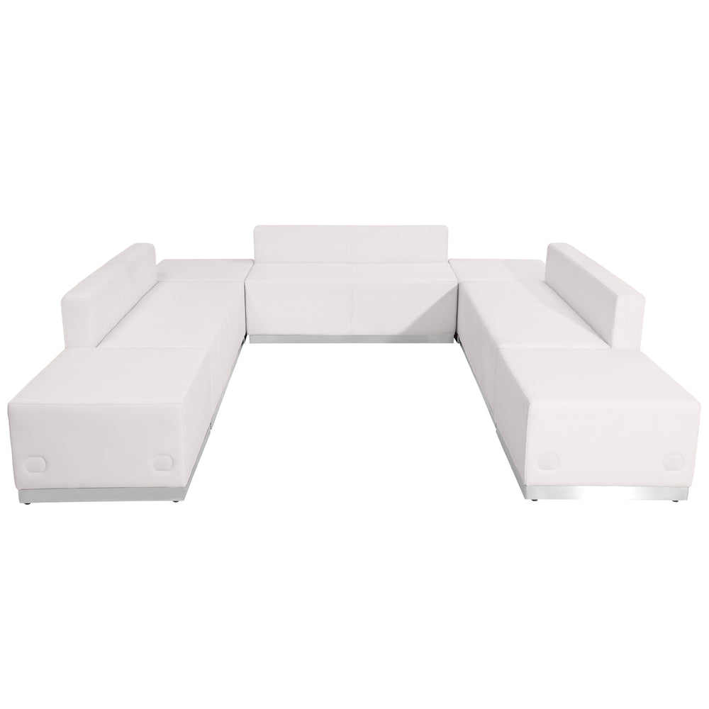 Image of Flash Furniture HERCULES Alon Series Melrose LeatherSoft Reception Configuration - 7 Pieces - White