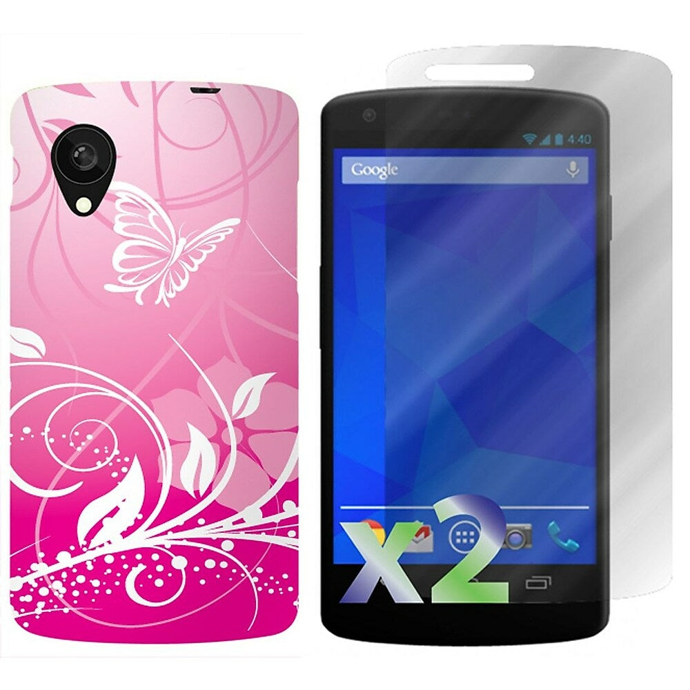Image of Exian Butterflies and Flowers Case for Google Nexus 5 - Pink