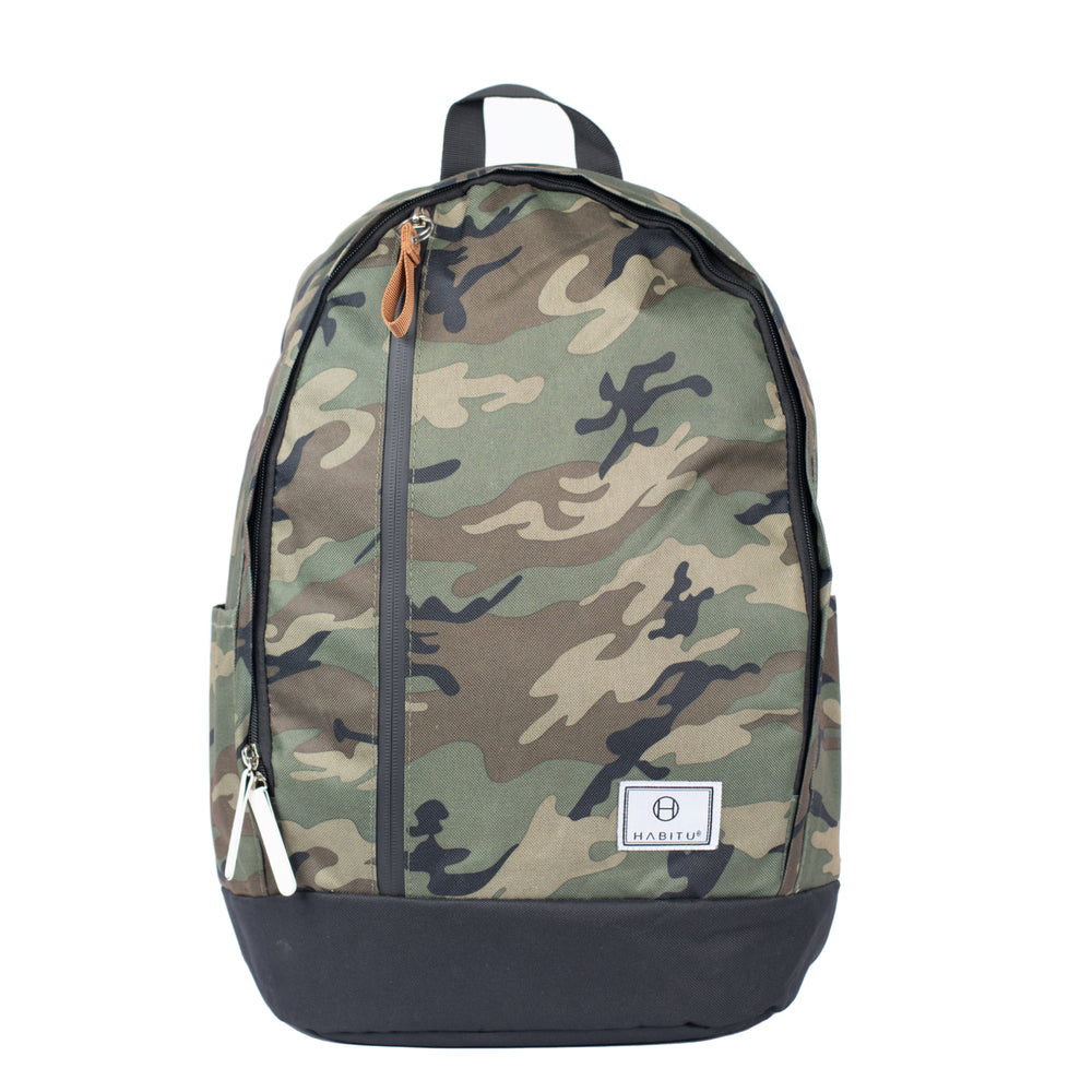 Image of Habitu Travel Laptop Zip Backpack - Green Camo