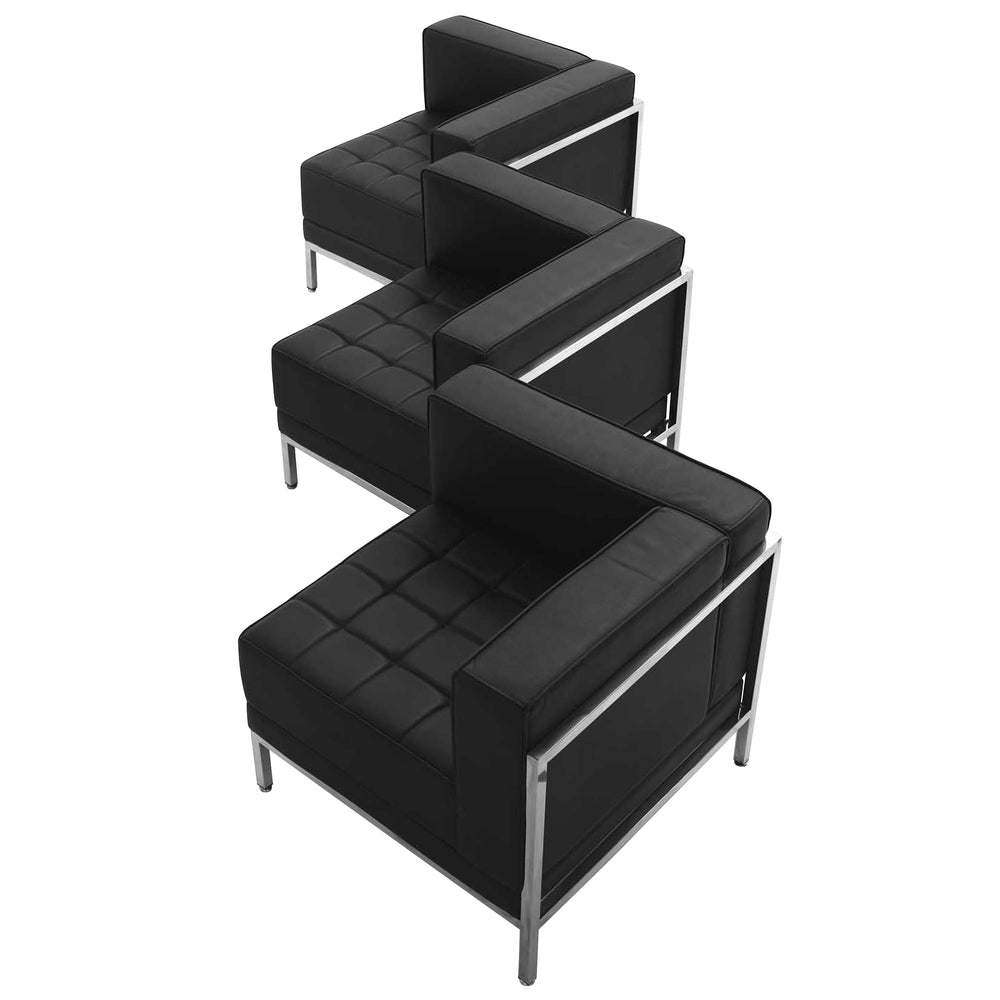 Image of Flash Furniture HERCULES Imagination Series Black LeatherSoft 3 Piece Corner Chair Set