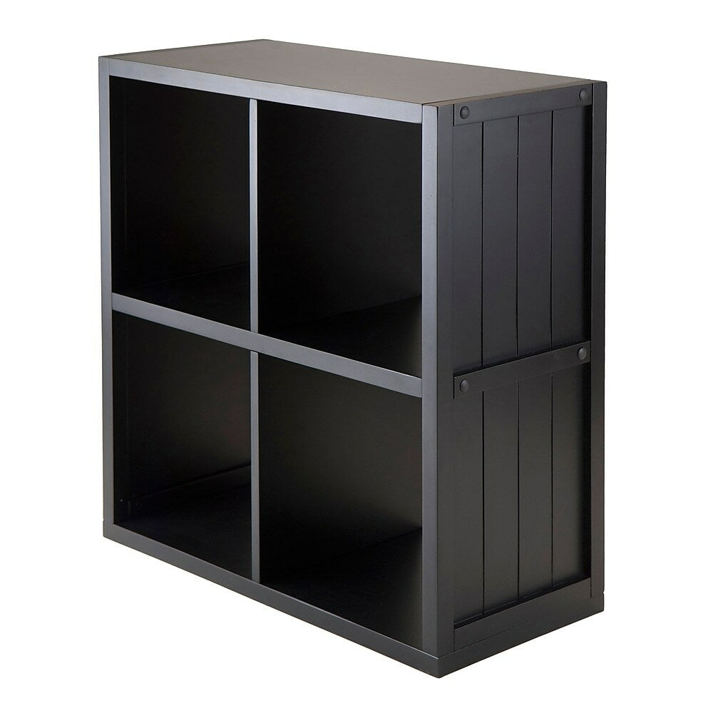 Image of Winsome Timothy Storage Shelf with Wainscoting Panel, 2 x 2 Cube, 25.63" x 11.81" x 27.05", Black