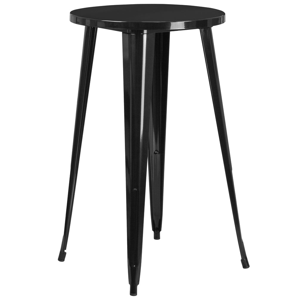 Image of 24" Round Black Metal Indoor-Outdoor Bar Height Table (CH-51080-40-BK-GG)