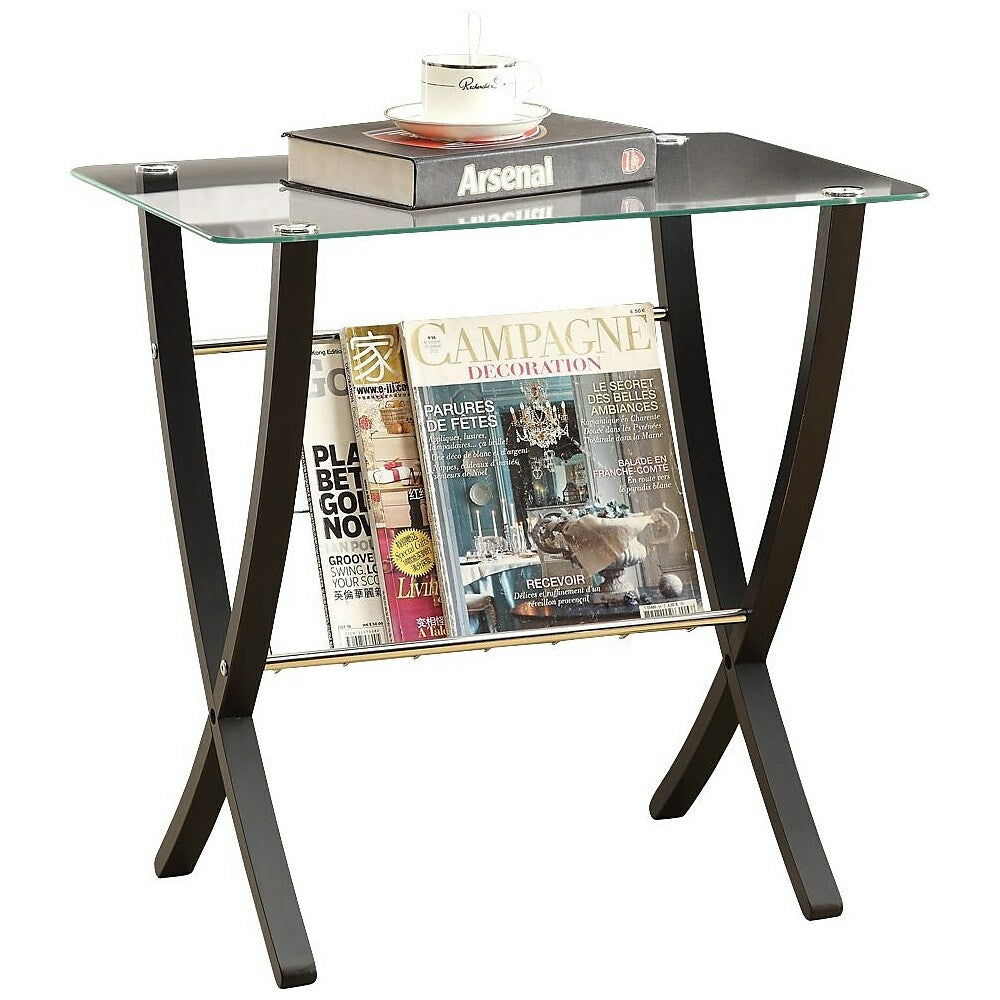 Image of Monarch Specialties - 3021 Accent Table - Side - End - Nightstand - Lamp - Living Room - Bedroom - Wood - Brown - Clear