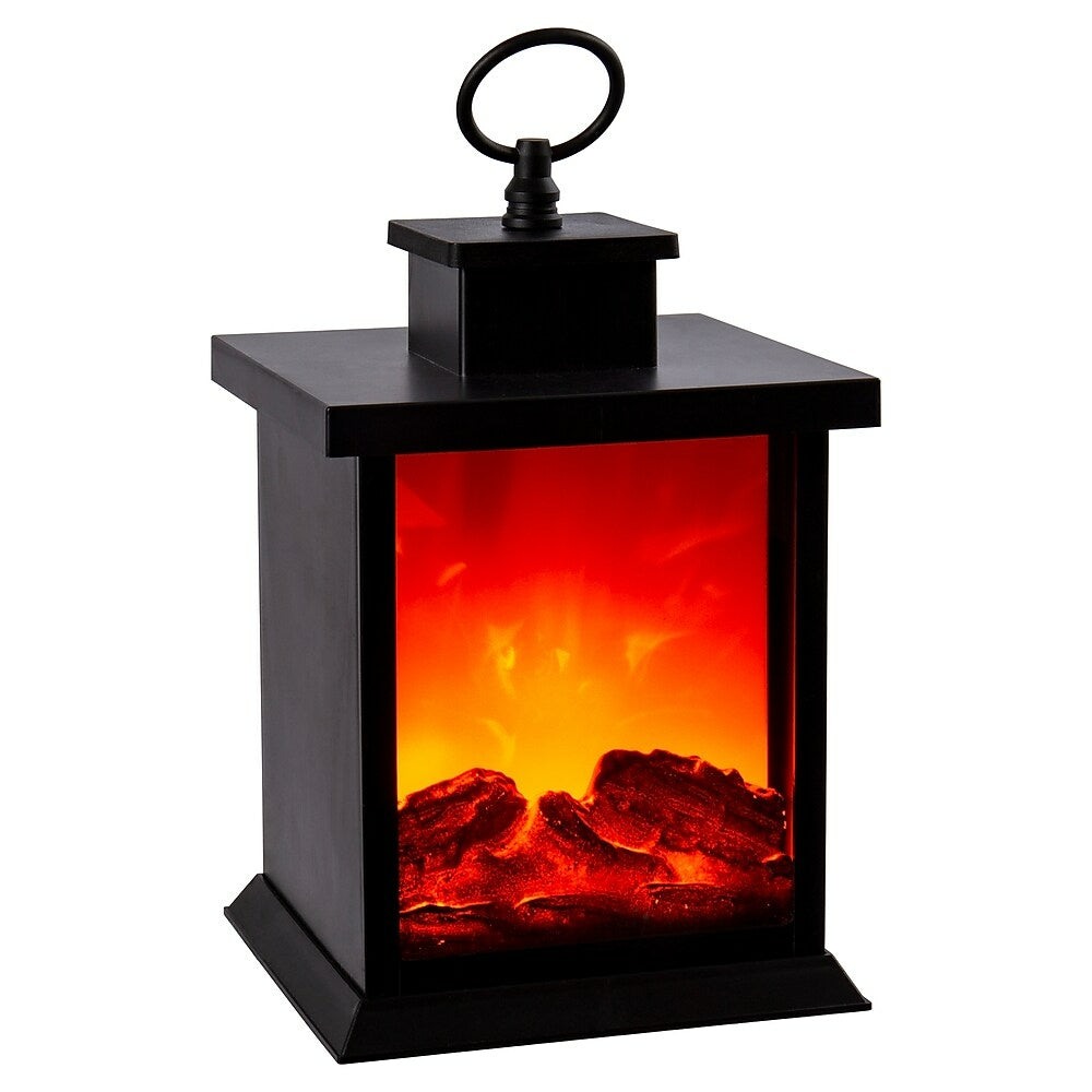 Image of Truu Design LED Flame Lantern with Handle, 5.25" x 10", Black
