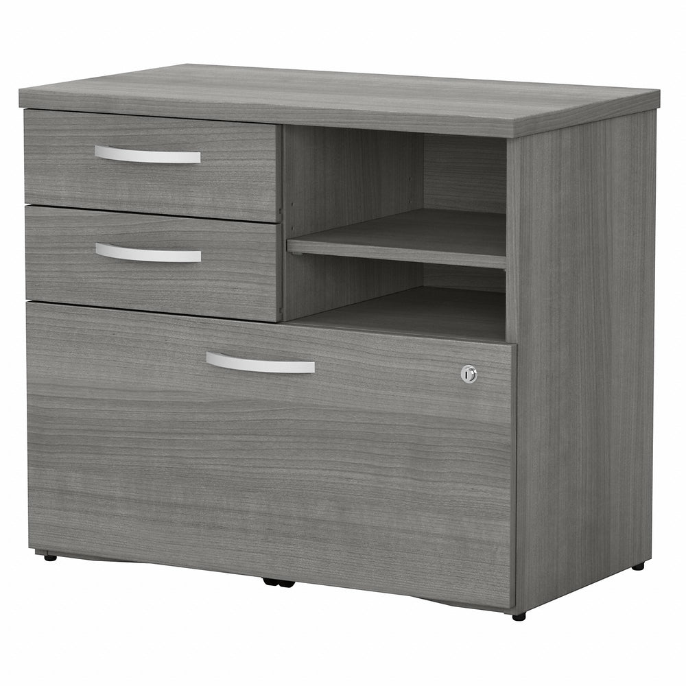 Image of Bush Business Furniture Studio C Office Storage Cabinet with Drawers and Shelves - Platinum Gray, Grey