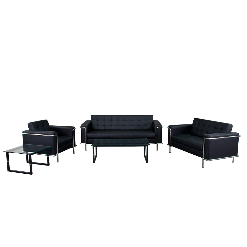 Image of Flash Furniture Hercules Lesley Series Contemporary Leather Love Seat with Encasing Frame, Black (ZBLES8090SETBK)