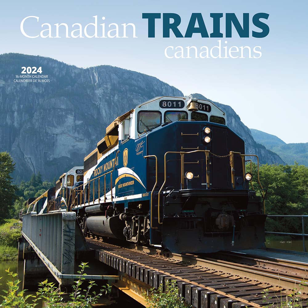 Image of Wyman Publishing 2024 Canadian Trains Monthly Square Wall Calendar - 12" x 12" - Assorted - Bilingual