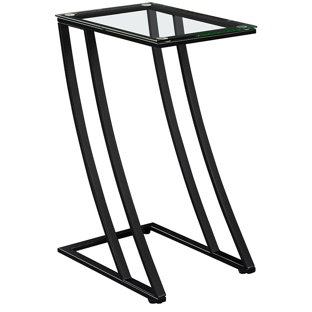 Image of Monarch Specialties - 3089 Accent Table - C-shaped - End - Side - Living Room - Bedroom - Metal - Tempered Glass - Black