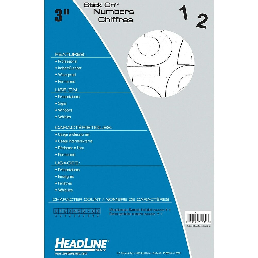 Image of HeadLine 3" Helvetica Numbers - White