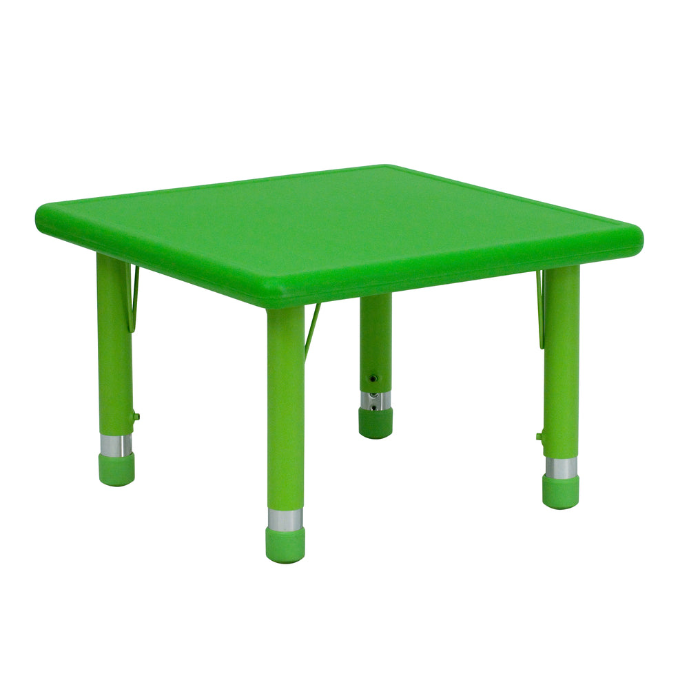 Image of Flash Furniture 24" Square Green Plastic Height Adjustable Activity Table