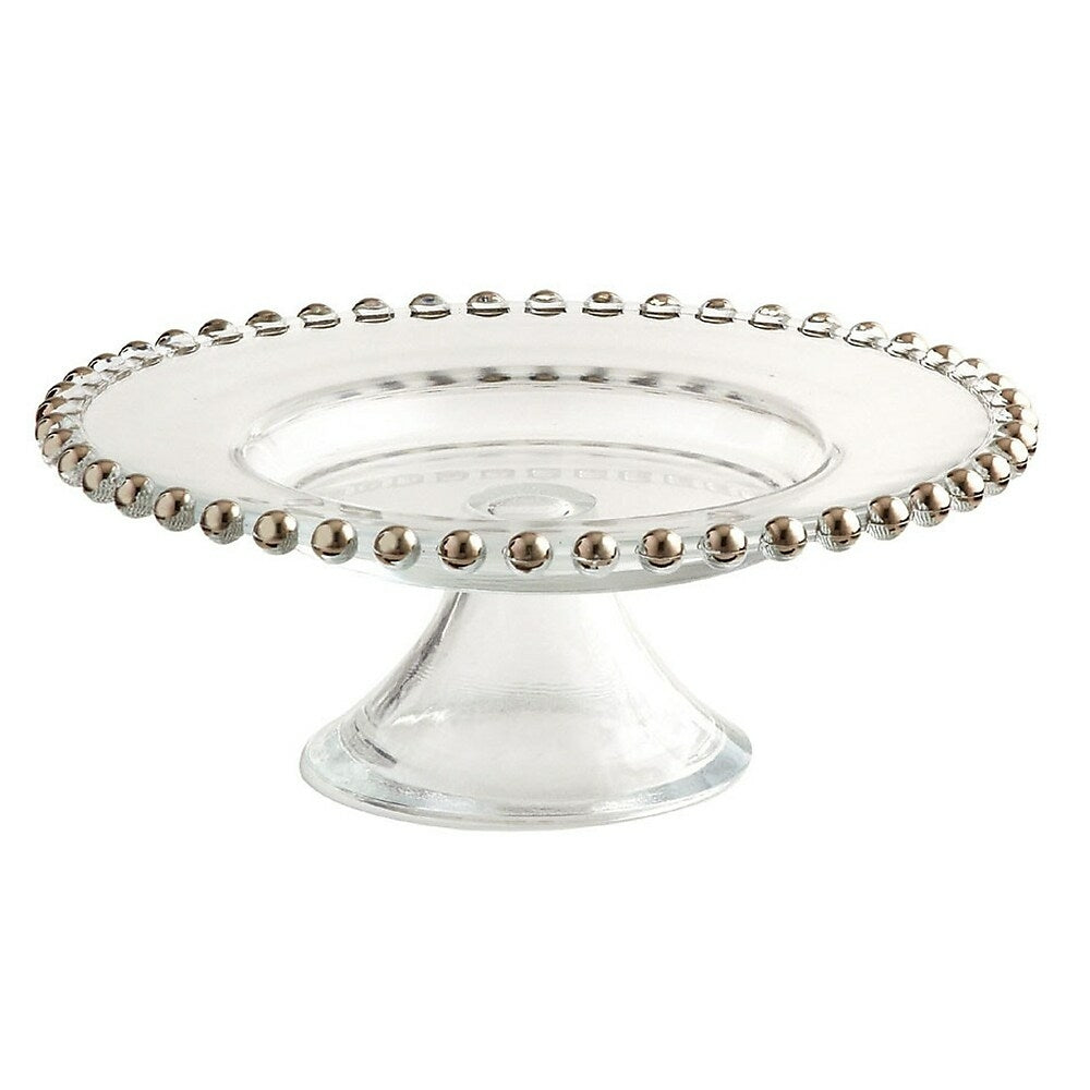 Image of Elegance 8" Silver Beaded Footed Cake Stand