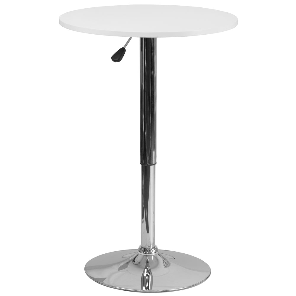 Image of Flash Furniture 23.75" Round Adjustable Height White Wood Table