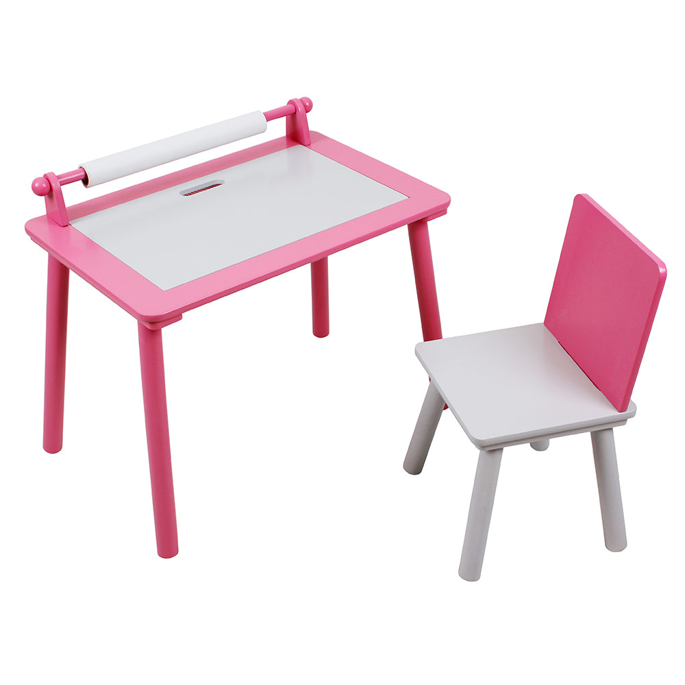 Image of Danawares Wooden Activity Table & Chair - Pink/Light Grey