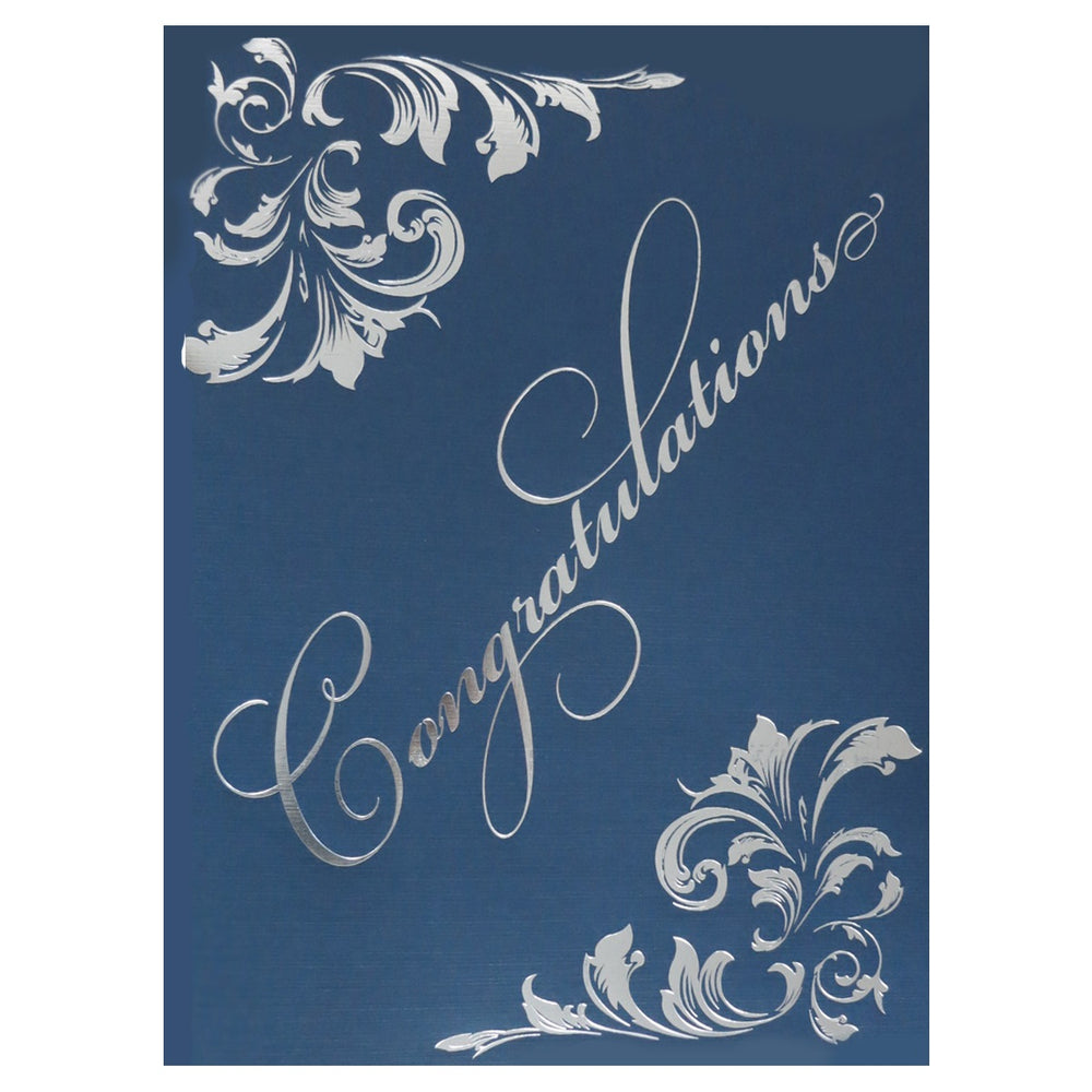 Image of St. James Silver Foil Deco Linen Certificate Holder with Gift Card Holder - Navy Blue - 5 Pack | 34.99