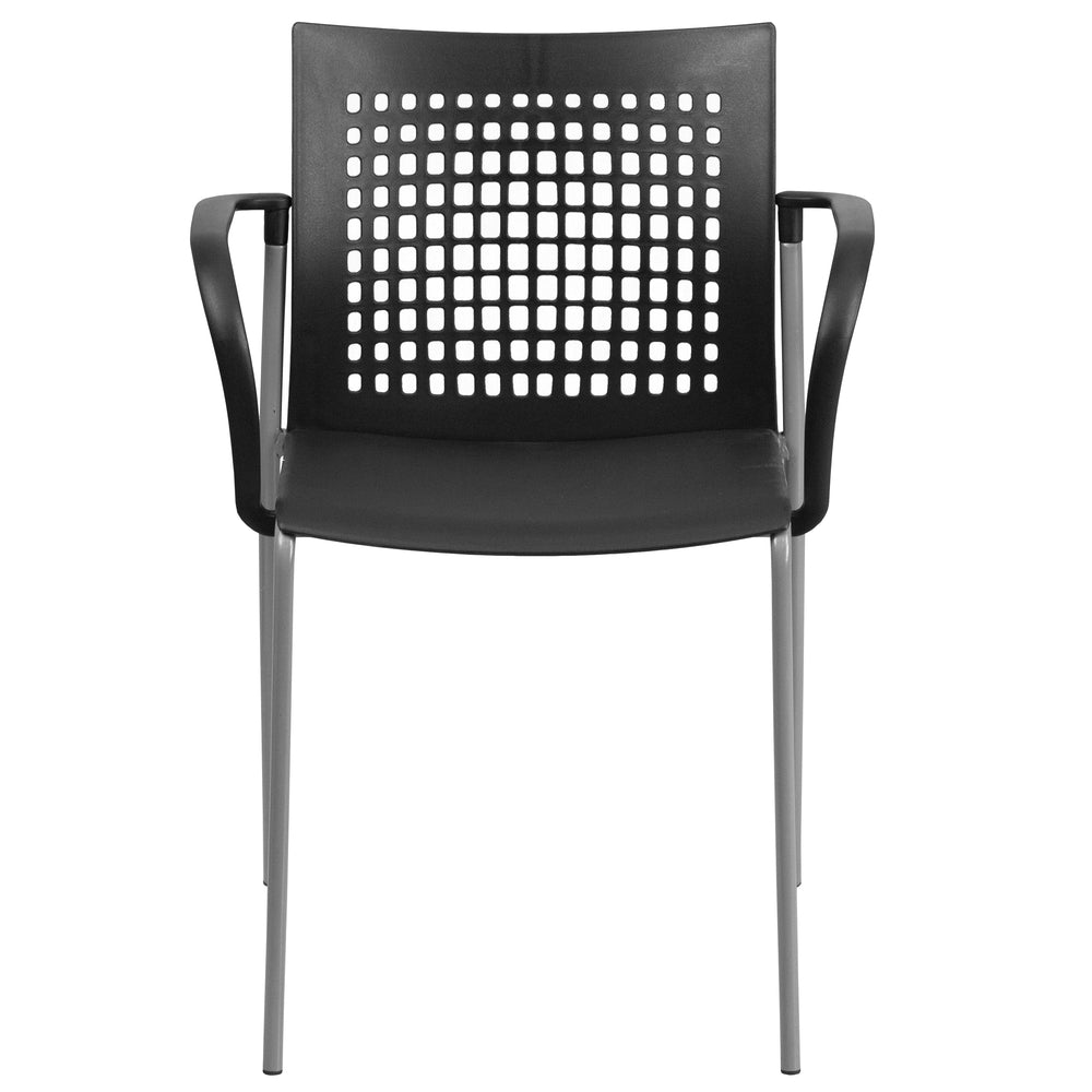 Image of Flash Furniture HERCULES Series Black Stack Chair with Air-Vent Back & Arms