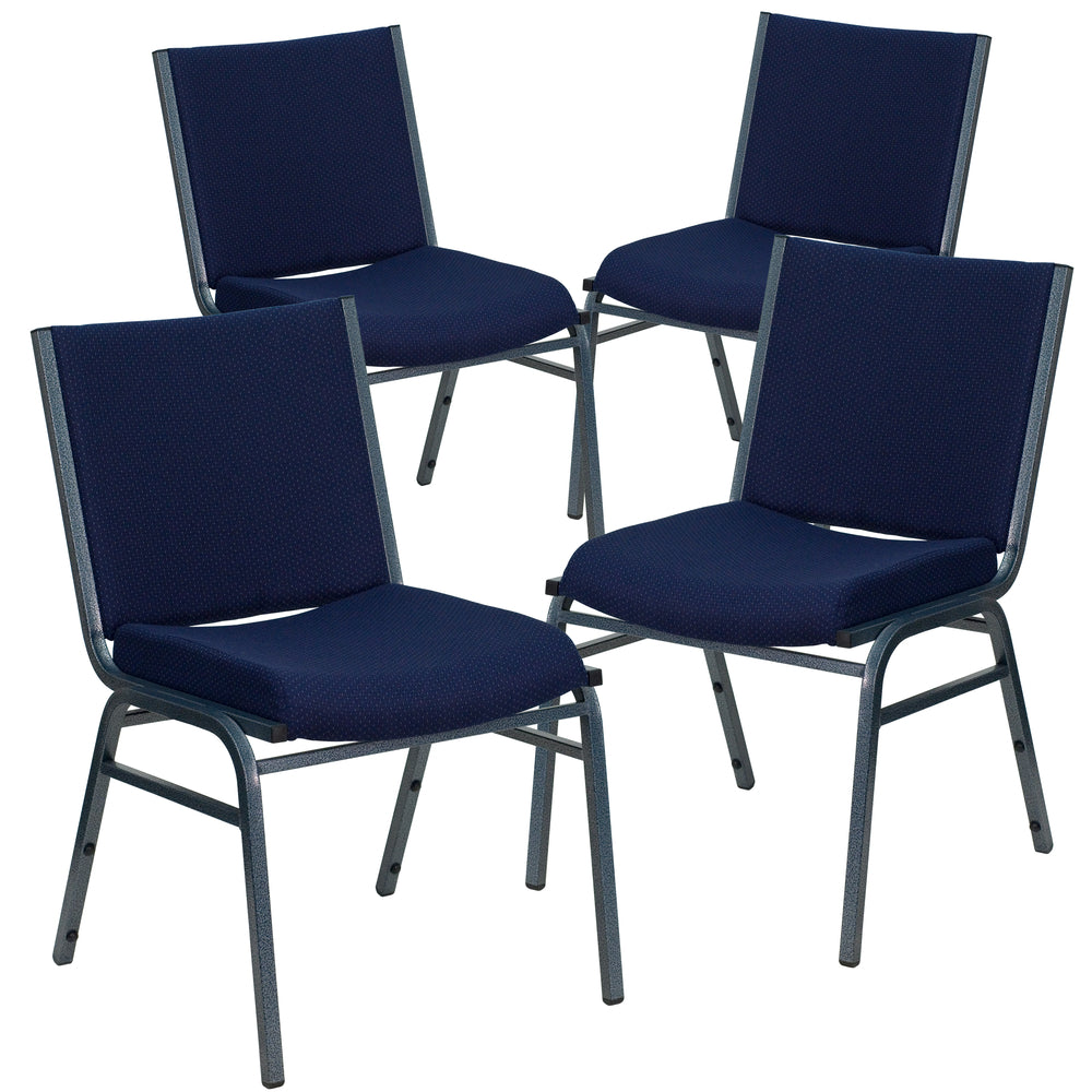 Image of Flash Furniture HERCULES Series Heavy Duty Stack Chair - Navy Blue Dot Fabric, 4 Pack