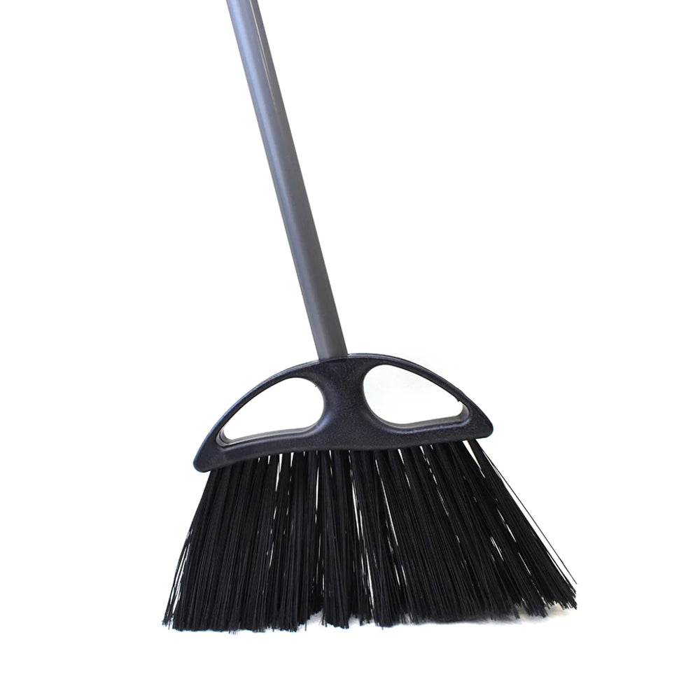 Image of Globe Commercial Products 13" Extra Wide Angle Broom w/ 48" Metal Handle - 12 Pack, Black_74085