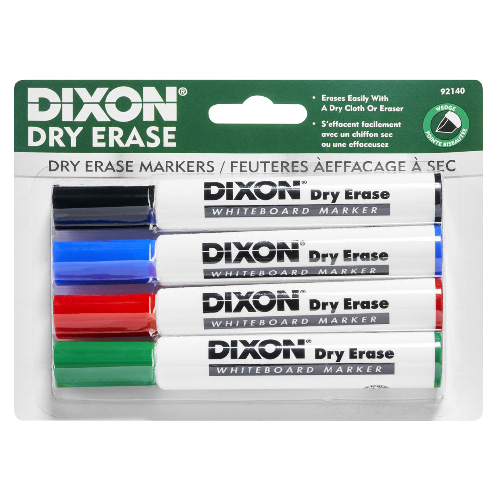 Image of Dixon Dry Erase Markers - Wedge Tip - Assorted - 4 Pack