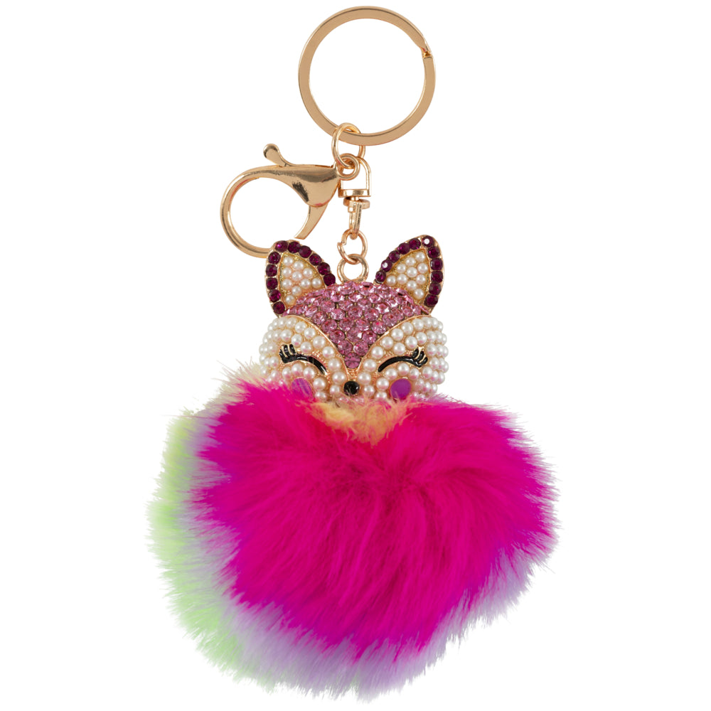 Image of Merangue Pom Pom with Sparkly Fox Keychain - Multicolour