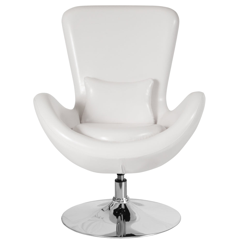 Image of Flash Furniture Egg Series Leather Side Reception Chair - White