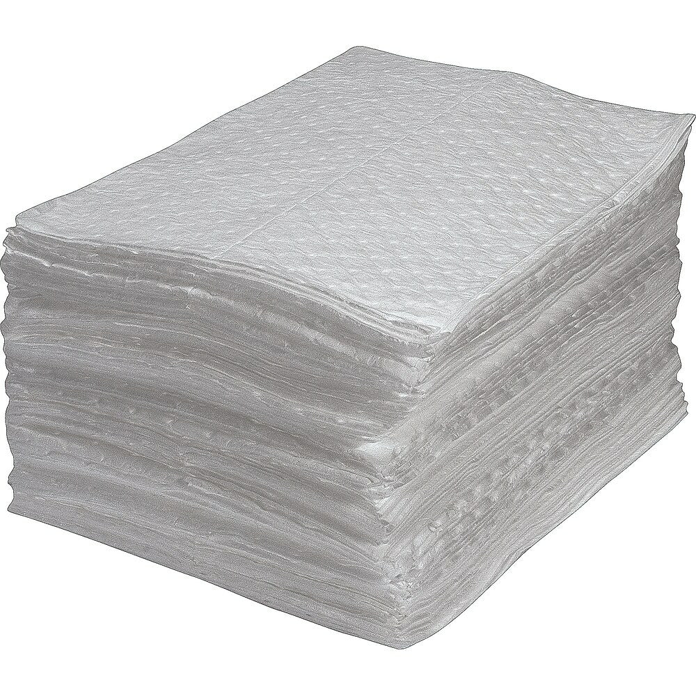 Image of Zenith Safety Fine Fibre Sorbent Pads, Oil Only, Medium, 15" L x 17" W, 100 Pack