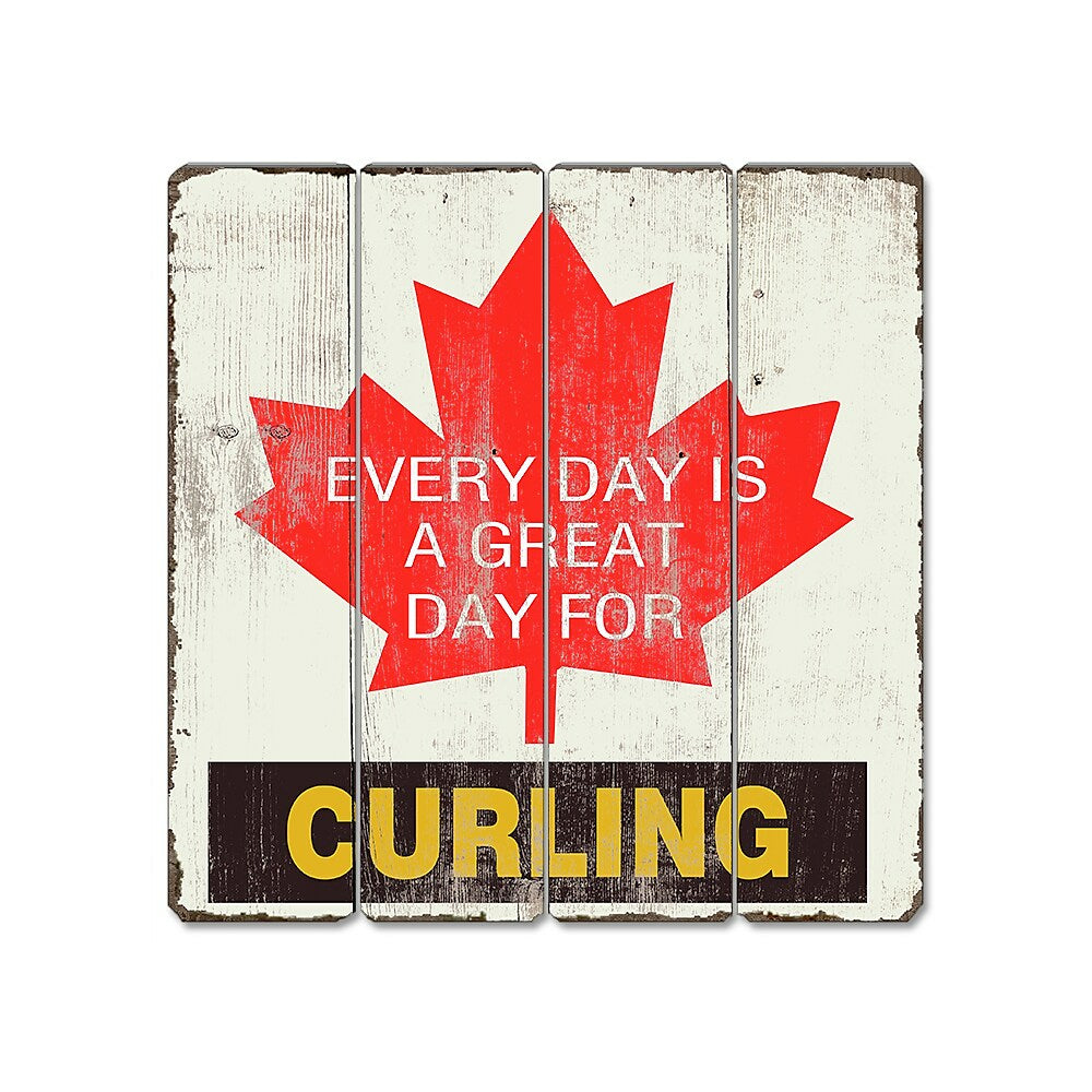 Image of Sign-A-Tology Great day for Curling Vintage Sign - 16" x 16"