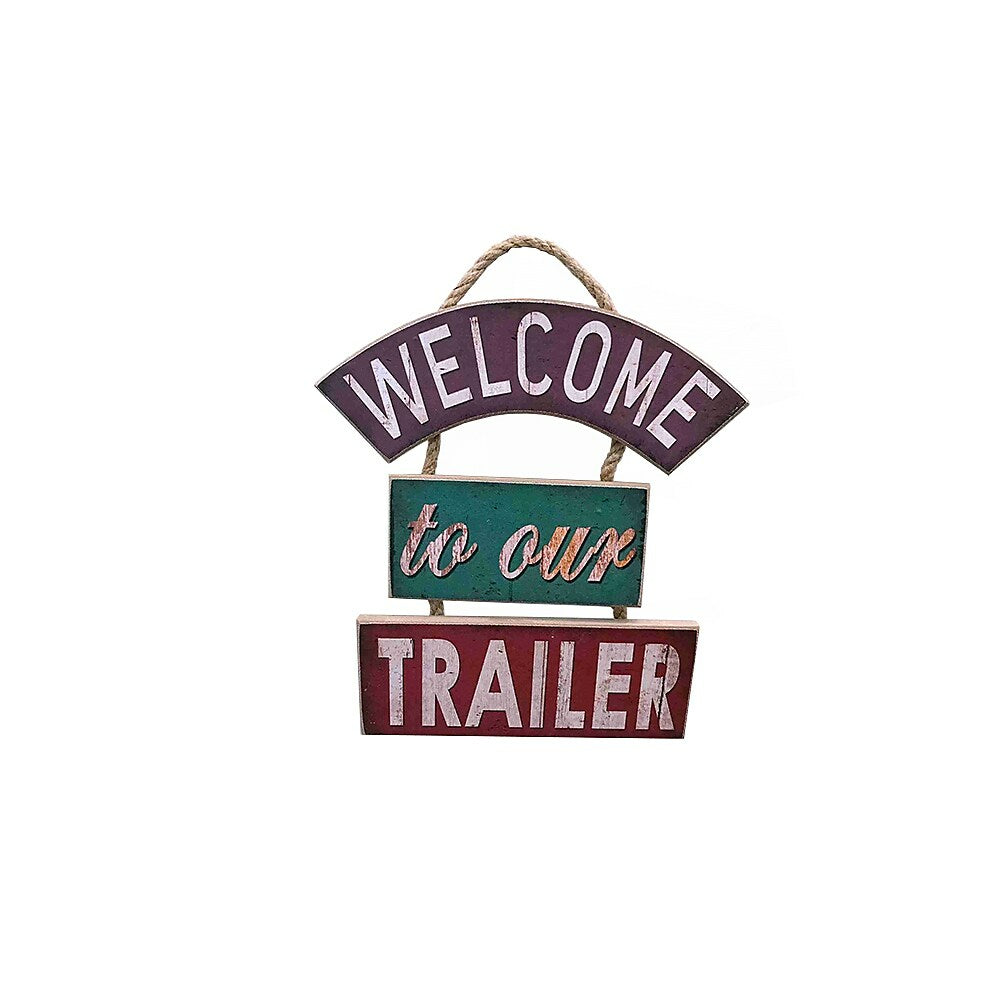 Image of Sign-A-Tology Welcome Our Trailer Vintage Wooden Sign - 8" x 3.5"