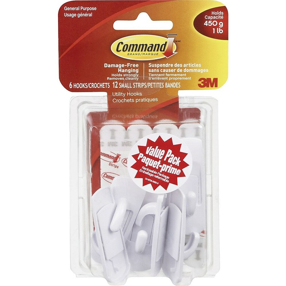 Image of Command Adhesive Hooks, Small, White