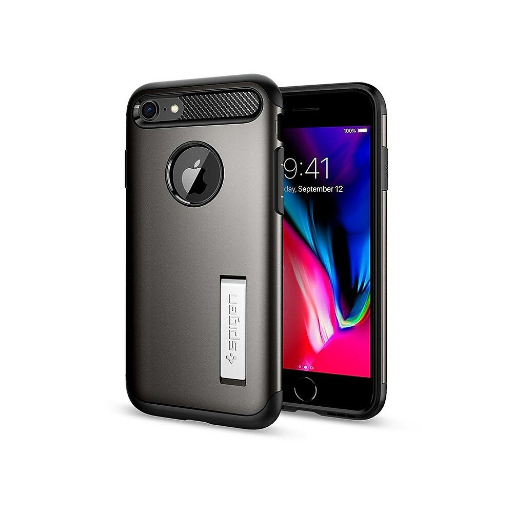 Image of Spigen Slim Armor Case for iPhone 8, 7, SE - Gun Metal, Grey