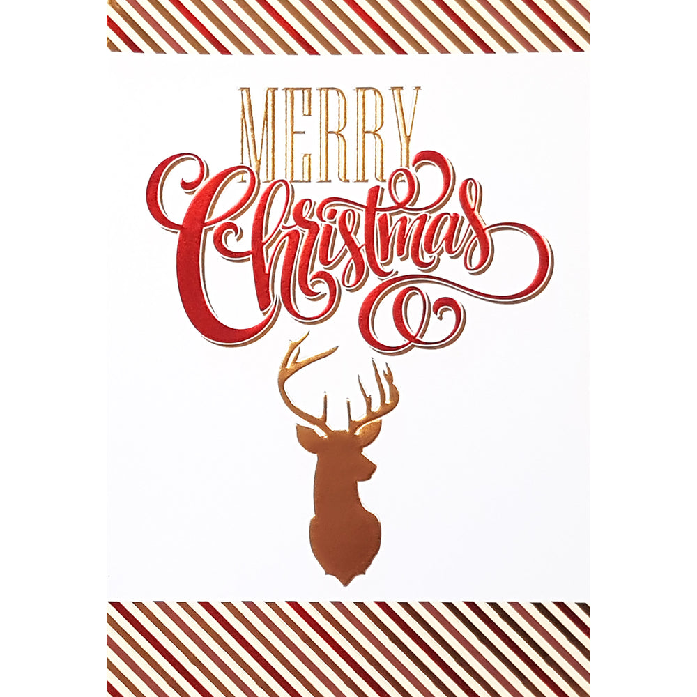 Image of Rosedale "Merry Christmas" Reindeer Greeting Cards with Envelopes - 5-1/2" x 8" - 12 Pack