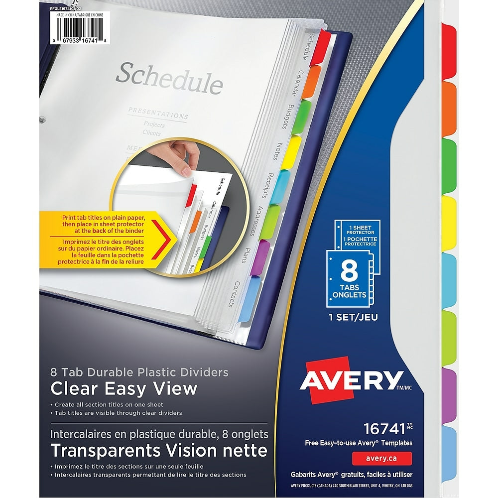 Image of Avery Durable Dividers - 8 Tabs - Multi-Color