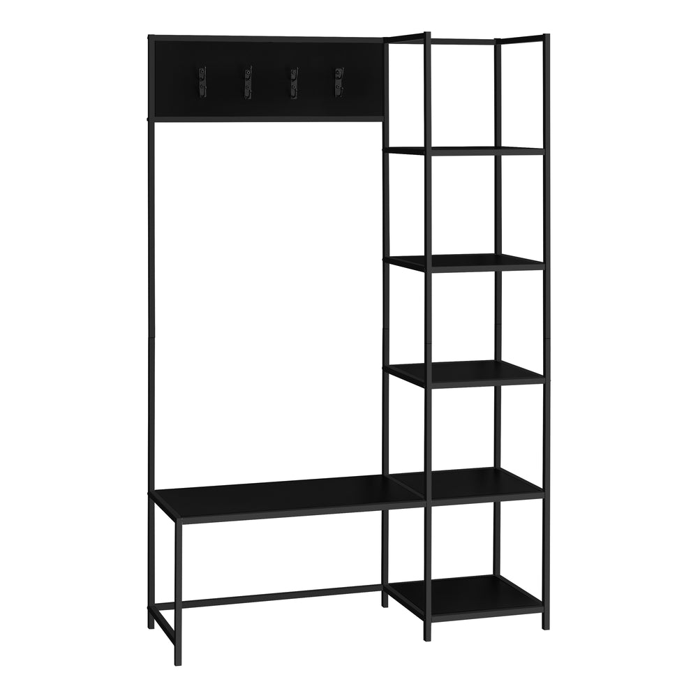 Image of Monarch Specialties - 4510 Bench - Entryway - Hallway - Storage - Organizer - Coat Rack - Hall Tree - Metal - Laminate - Black