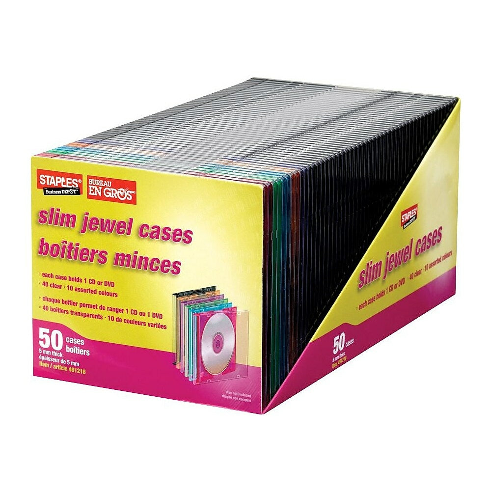 Image of Staples Slim CD Jewel Case, 50 Pack