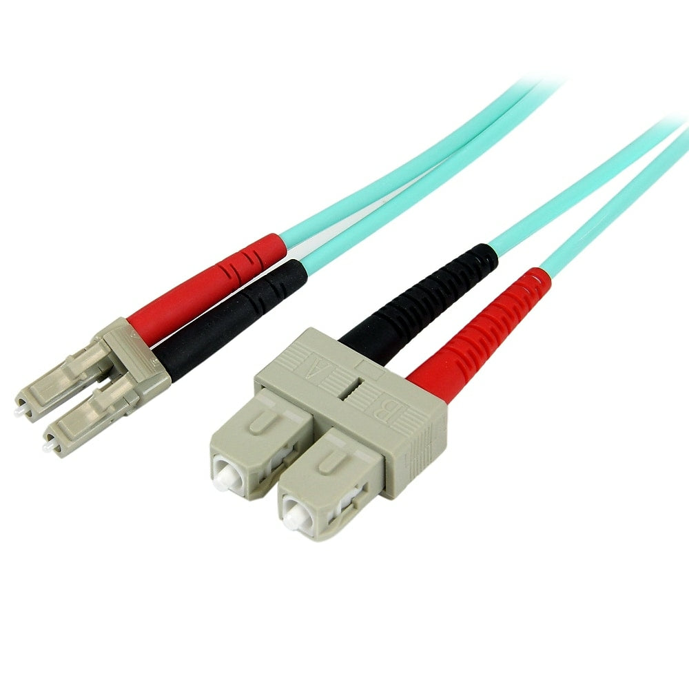 Image of StarTech 10 Gb Aqua Multimode 50/125 Duplex LSZH Fiber Patch Cable LC, SC, 2m