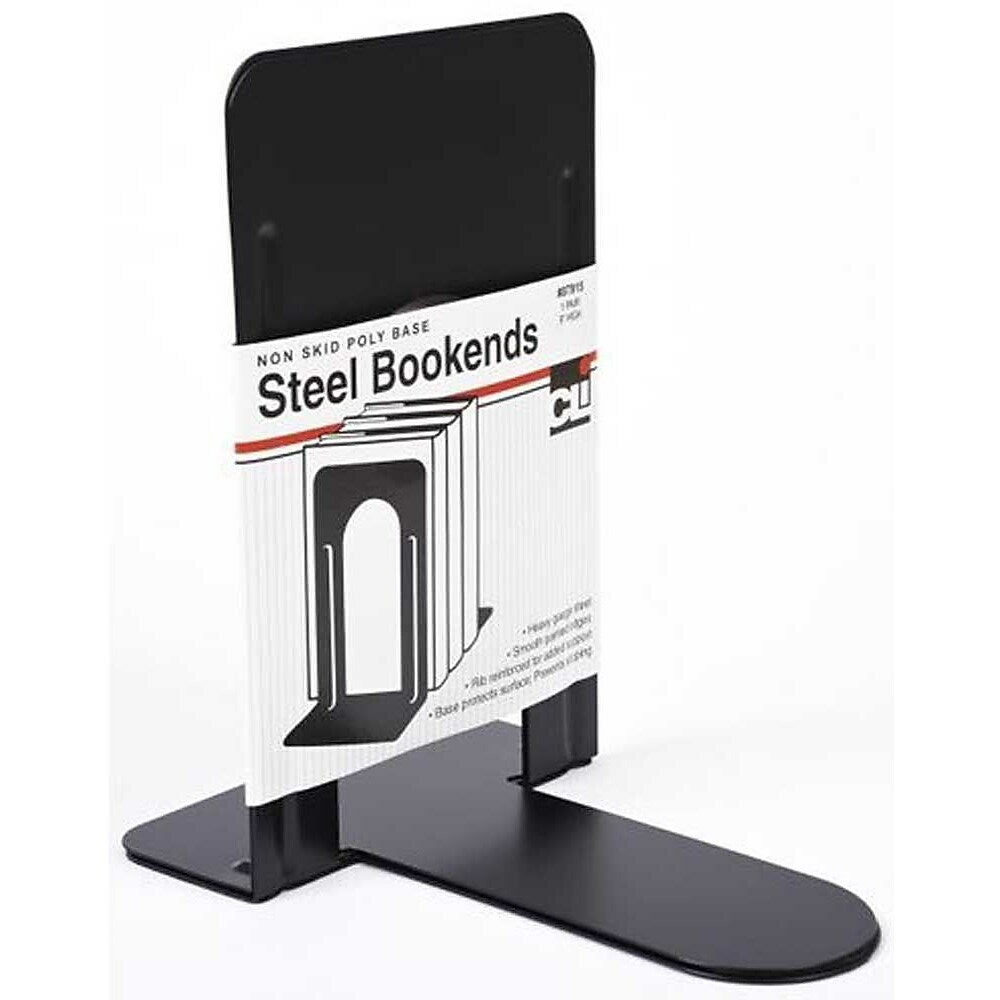 Image of Charles Leonard 9" Bookends, Black, 2 Pack (CHL87915)