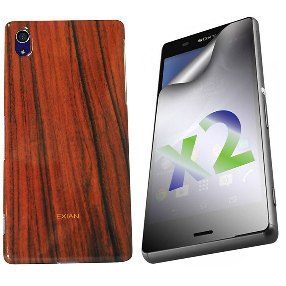 Image of Exian Wood Grain Pattern Case for Sony Xperia Z3, Brown