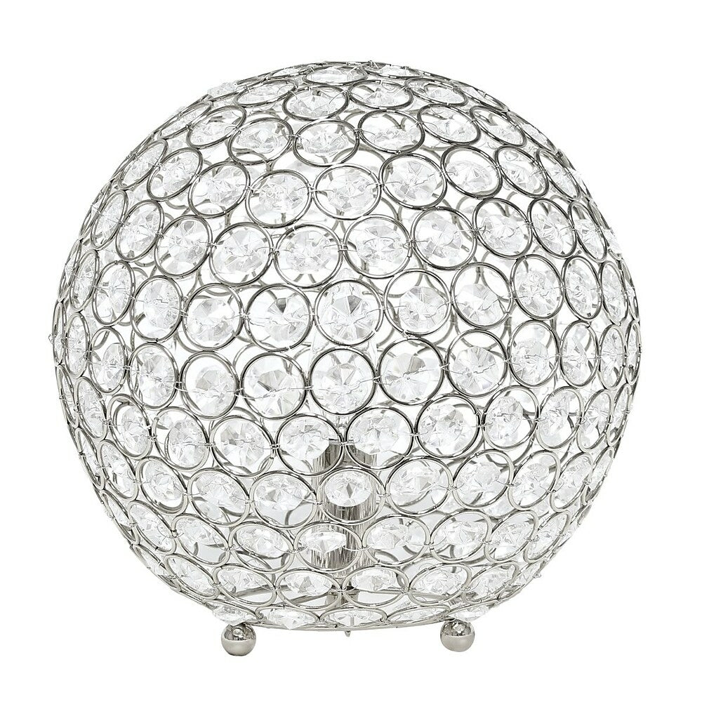 Image of Elegant Designs 40 Watt Tybe B Candelabra Base Bulb 10 Inch Crystal Ball Sequin Table Lamp - Chrome