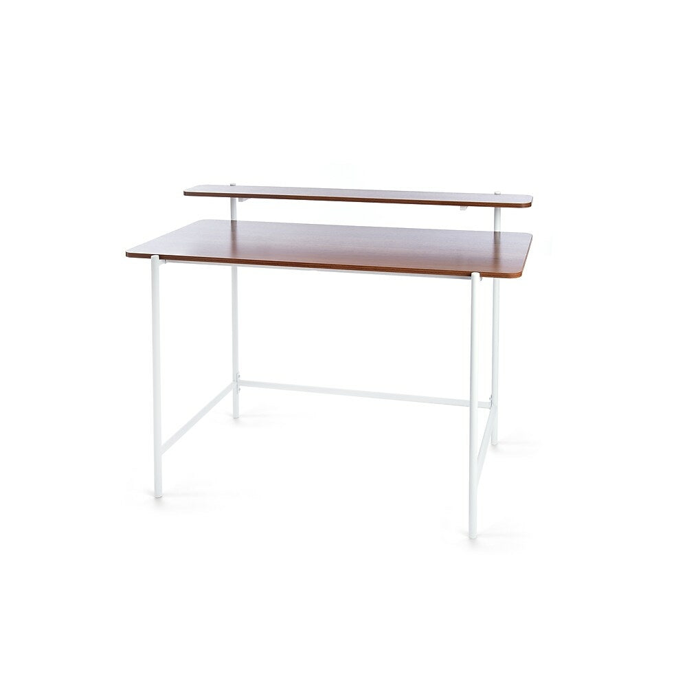 Image of Can-Bramar Modernatta 47.2"W Working Desk - Matte White/Light Walnut