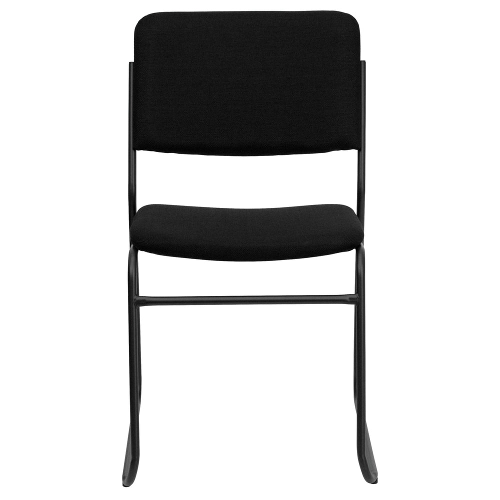 Image of Flash Furniture HERCULES Series High Density Black Fabric Stacking Chair with Sled Base