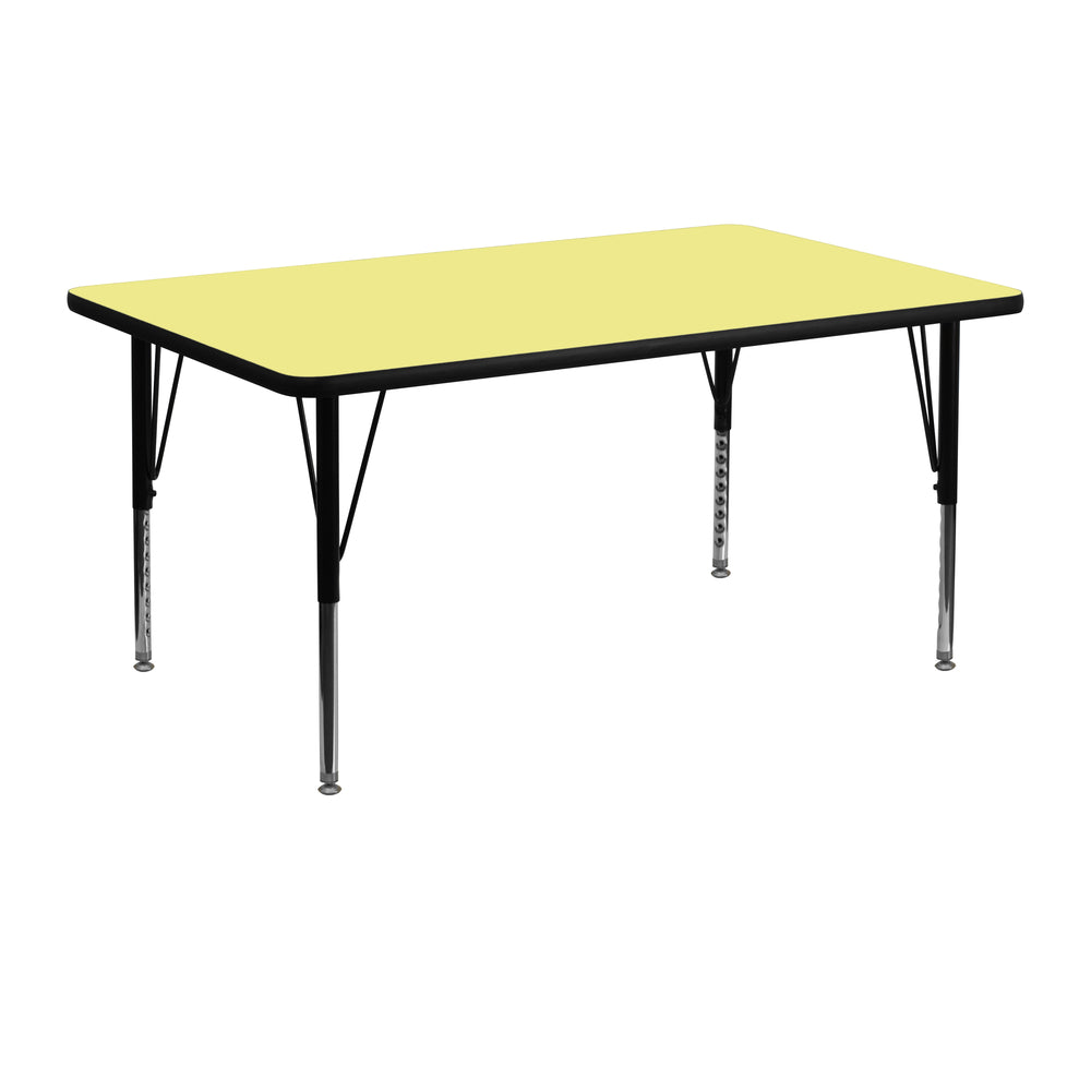 Image of Flash Furniture 24"W x 48"L Rectangular Yellow Thermal Laminate Activity Table - Height Adjustable Short Legs