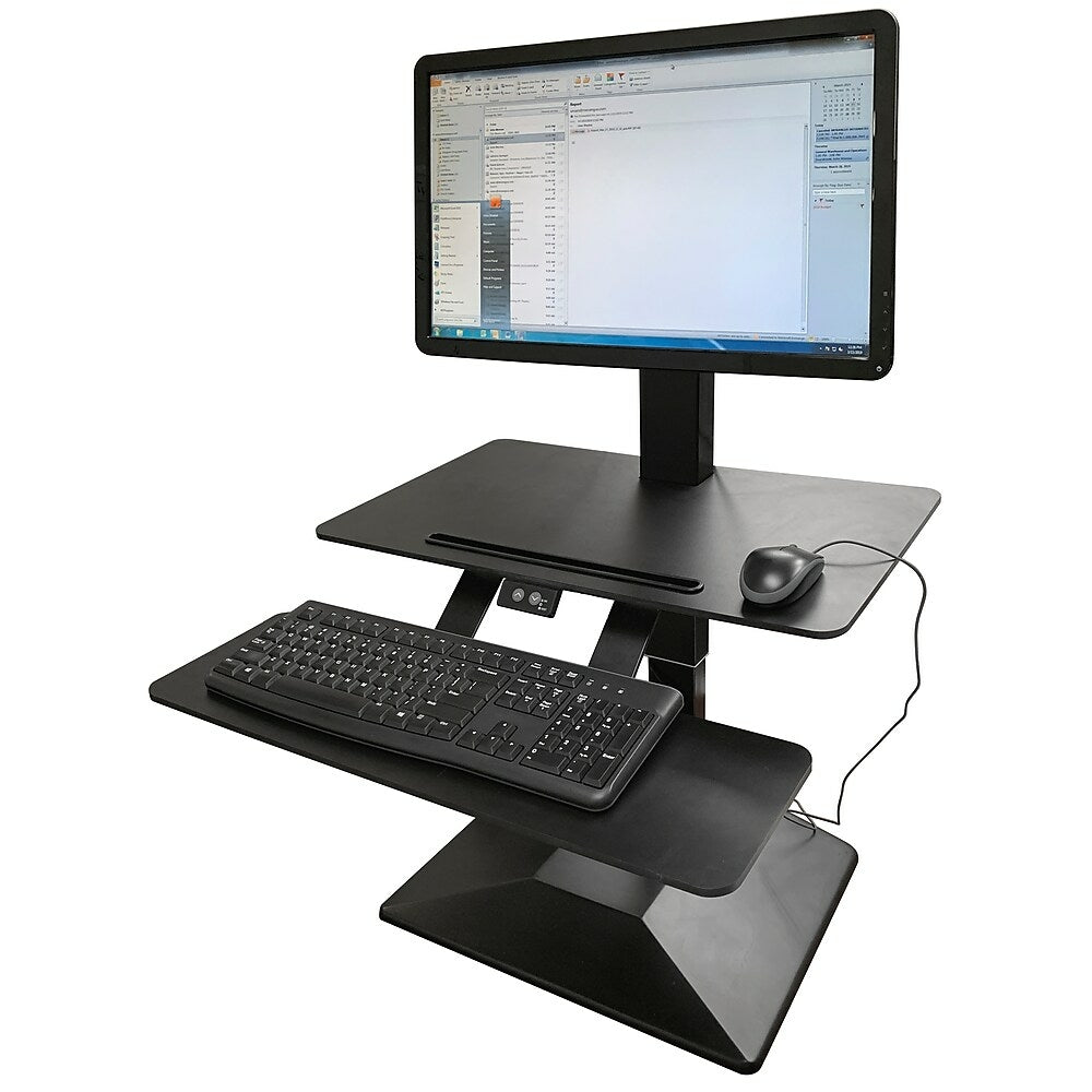 Image of Merangue Motorized Standing Desk Workstation with Monitor Mount, Black