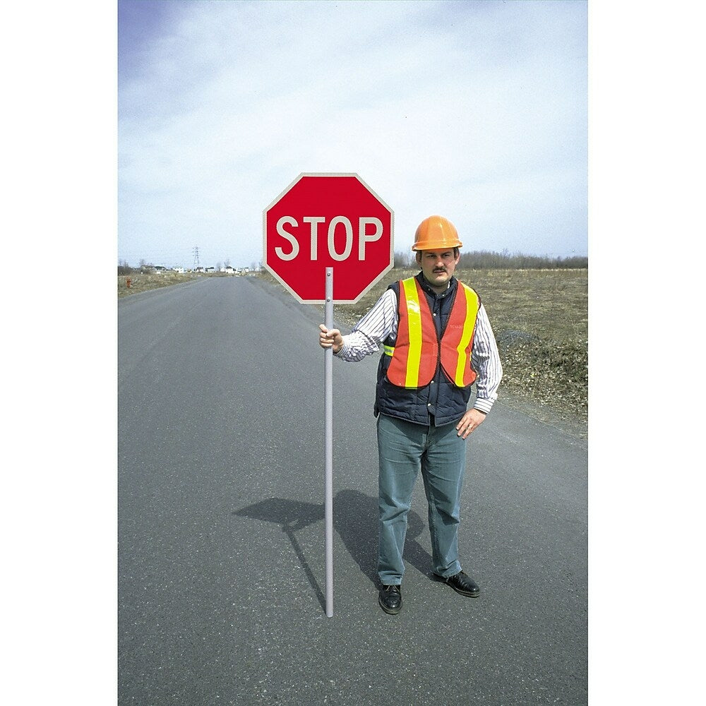 Image of SCN Industrial Double-Sided "Stop/Slow" Traffic Control Sign, 18" x 18", Aluminum, English
