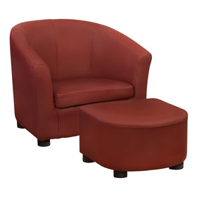 Monarch Leather Look Juvenile Chair Ottoman Red 2 Piece Set Staples Ca