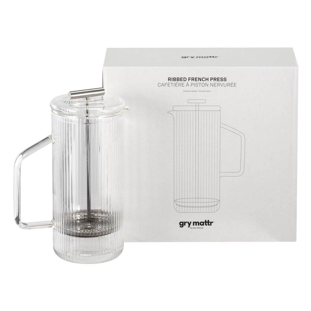 Image of Gry Mattr Glass French Press - Clear Ribbed